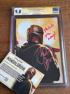 STAR WARS: THE MANDALORIAN #1 CGC SS 9.8 RODNEY BARNES SIGNED HANS VIRGIN VARIANT