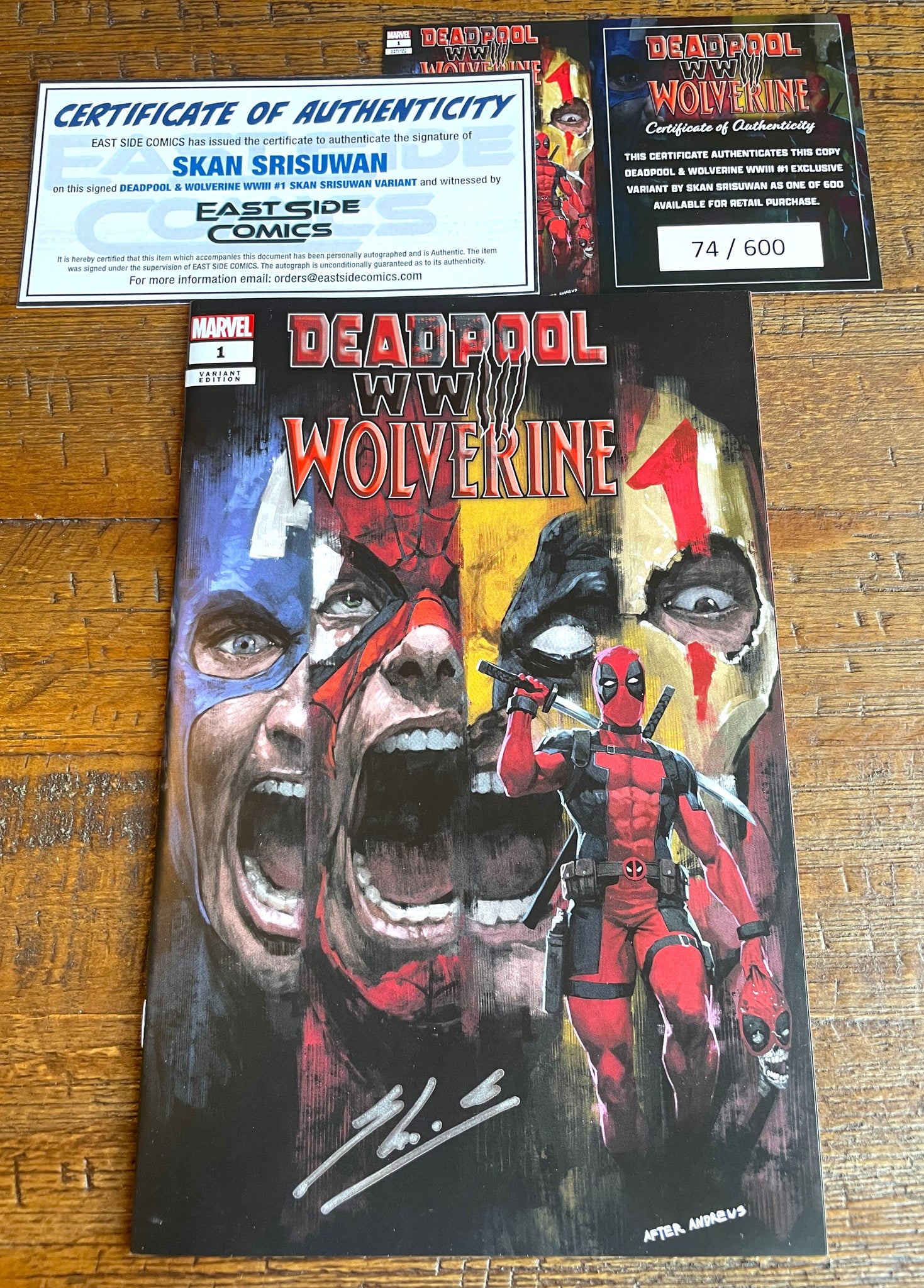 DEADPOOL & WOLVERINE WWIII #1 SKAN SIGNED EXCL HOMAGE VARIANT LE TO 600 W/ COA