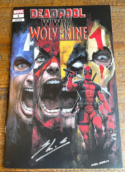 DEADPOOL & WOLVERINE WWIII #1 SKAN SIGNED EXCL HOMAGE VARIANT LE TO 600 W/ COA