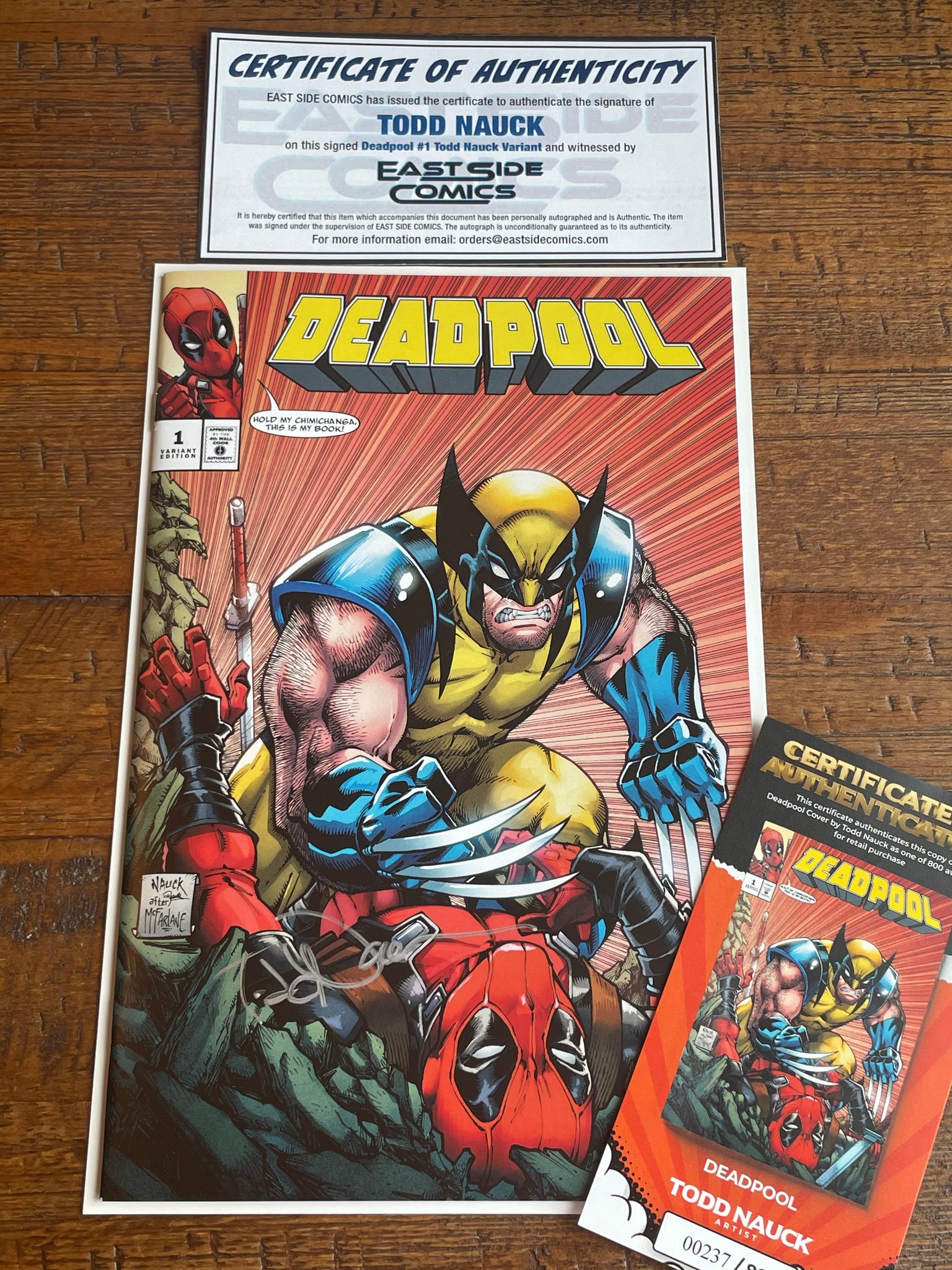 DEADPOOL #1 TODD NAUCK SIGNED WOLVERINE EXCL HOMAGE VARIANT LTD TO 800 W/ COA