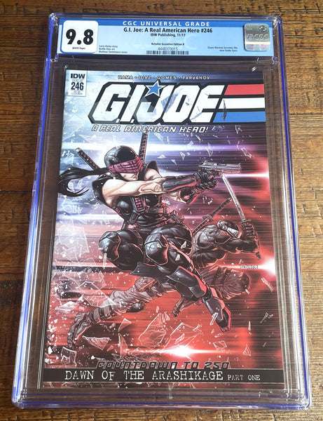 G.I. JOE #246 CGC 9.8 SANTOLOUCO 1:25 RI VARIANT 1st FEMALE SNAKE EYES