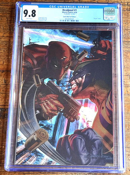 DEADPOOL #1 CGC 9.8 GREG HORN ULTIMATE "FOIL" EDITION LE TO 200 w/ NUMBERED PRINT