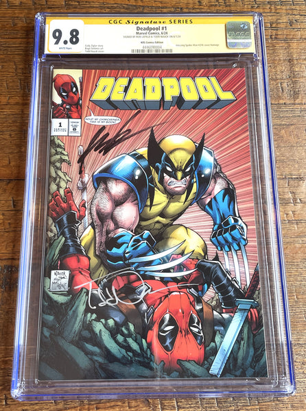 DEADPOOL #1 CGC SS 9.8 ROB LIEFELD & TODD NAUCK SIGNED WOLVERINE EXCL VARIANT