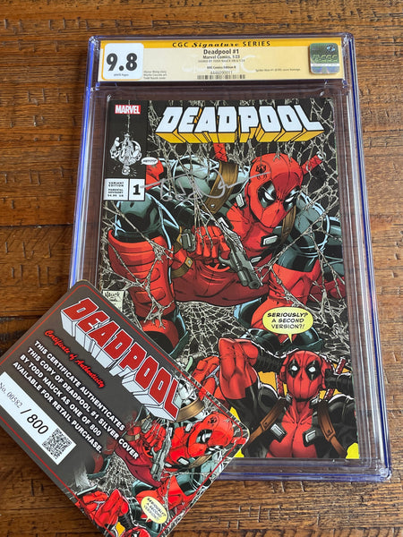 DEADPOOL #1 CGC SS 9.8 TODD NAUCK SIGNED HOMAGE COLOR & SILVER VARIANTS