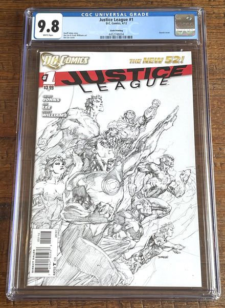 JUSTICE LEAGUE #1 NEW 52 CGC 9.8 JIM LEE 6th PT B&W SKETCH VARIANT