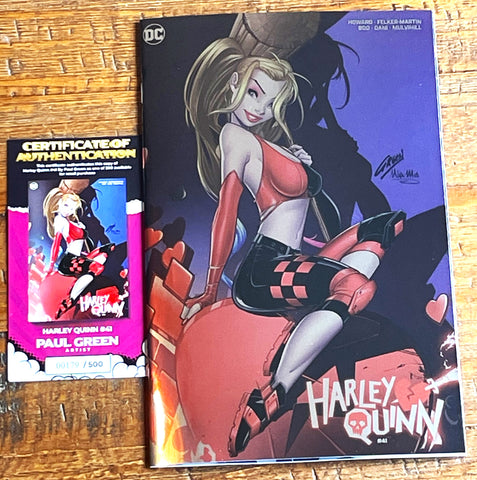 HARLEY QUINN #41 PAUL GREEN EXCL "FOIL" VARIANT LE TO 500 W/ COA