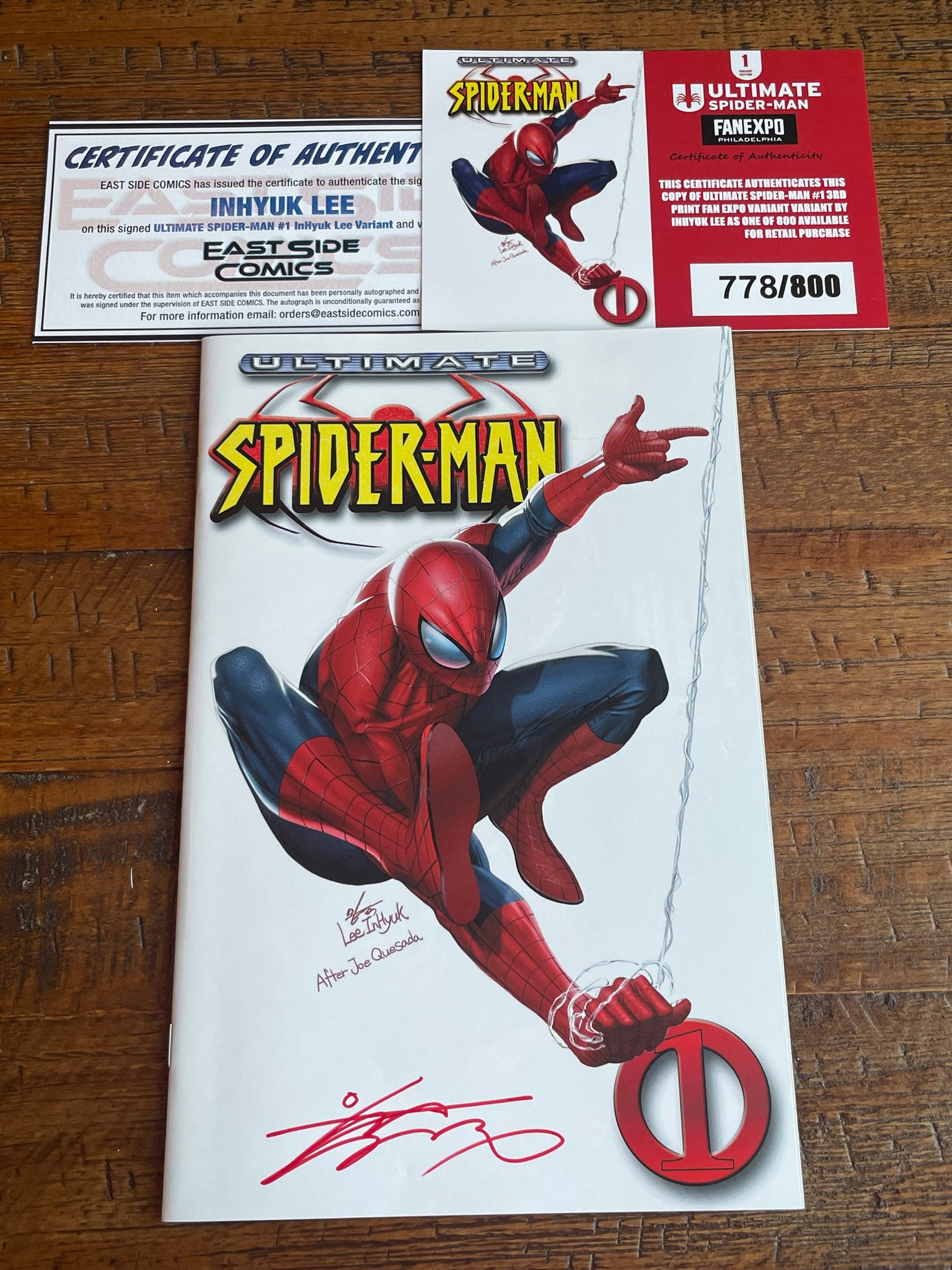 ULTIMATE SPIDER-MAN #1 INHYUK LEE SIGNED FAN EXPO PHILLY WHITE (3rd Print) VARIANT LE TO 800