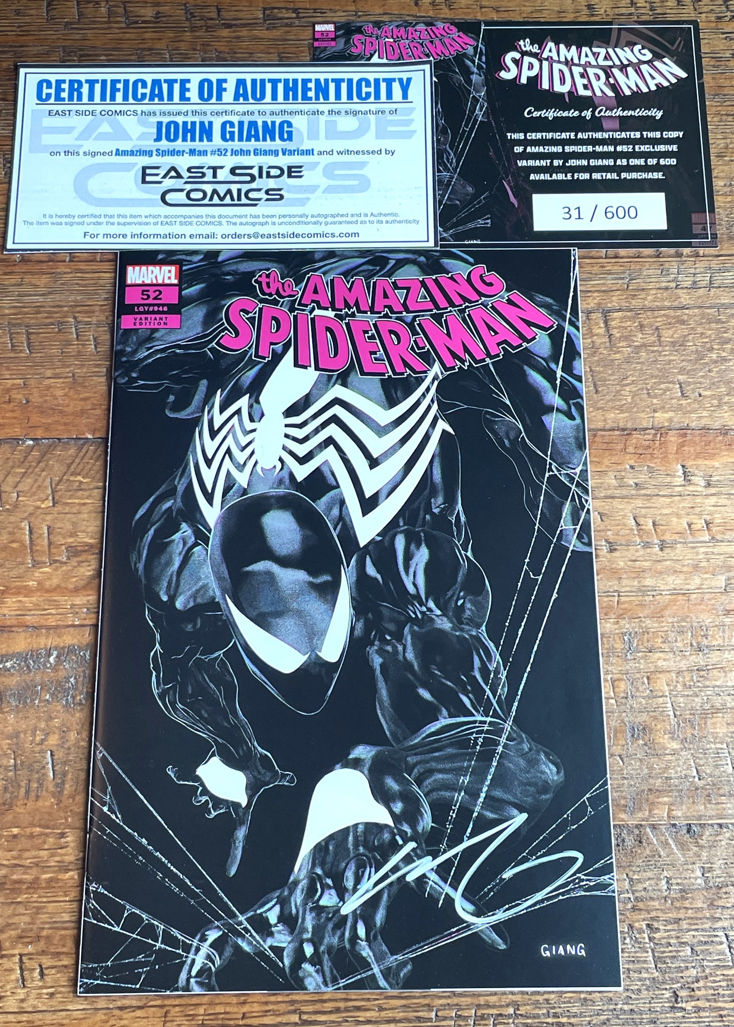 AMAZING SPIDER-MAN #52 JOHN GIANG SIGNED REMARK NEGATIVE VARIANT