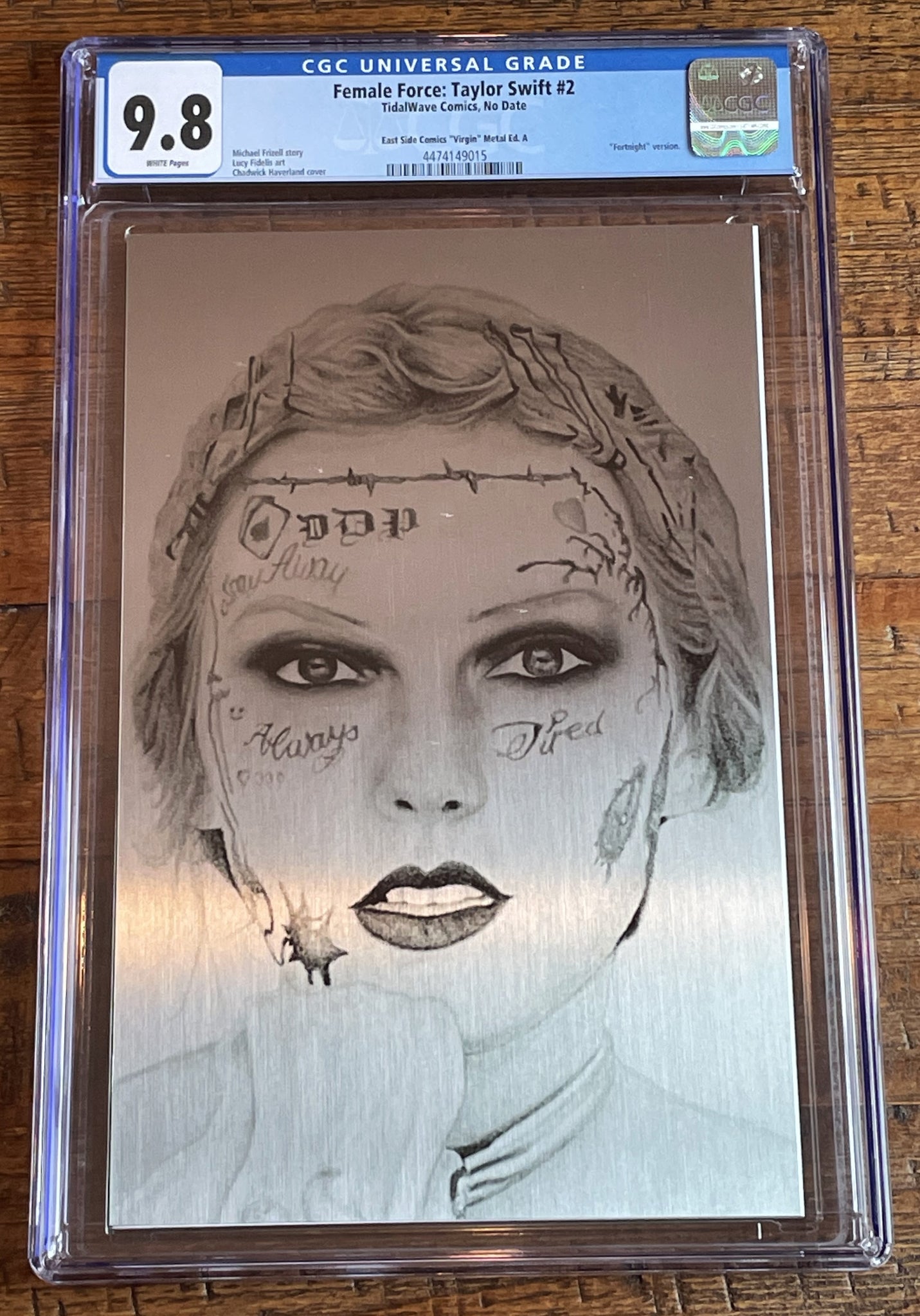 FEMALE FORCE: TAYLOR SWIFT #2 CGC 9.8 FORTNIGHT "METAL" VIRGIN VARIANT-B