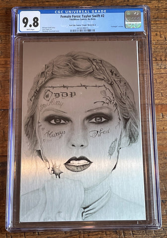 FEMALE FORCE: TAYLOR SWIFT #2 CGC 9.8 FORTNIGHT "METAL" VIRGIN VARIANT-B