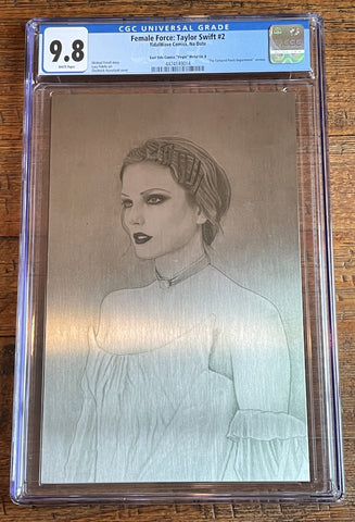 FEMALE FORCE: TAYLOR SWIFT #2 CGC 9.8 TORTURED POETS "METAL" VIRGIN VARIANT-B