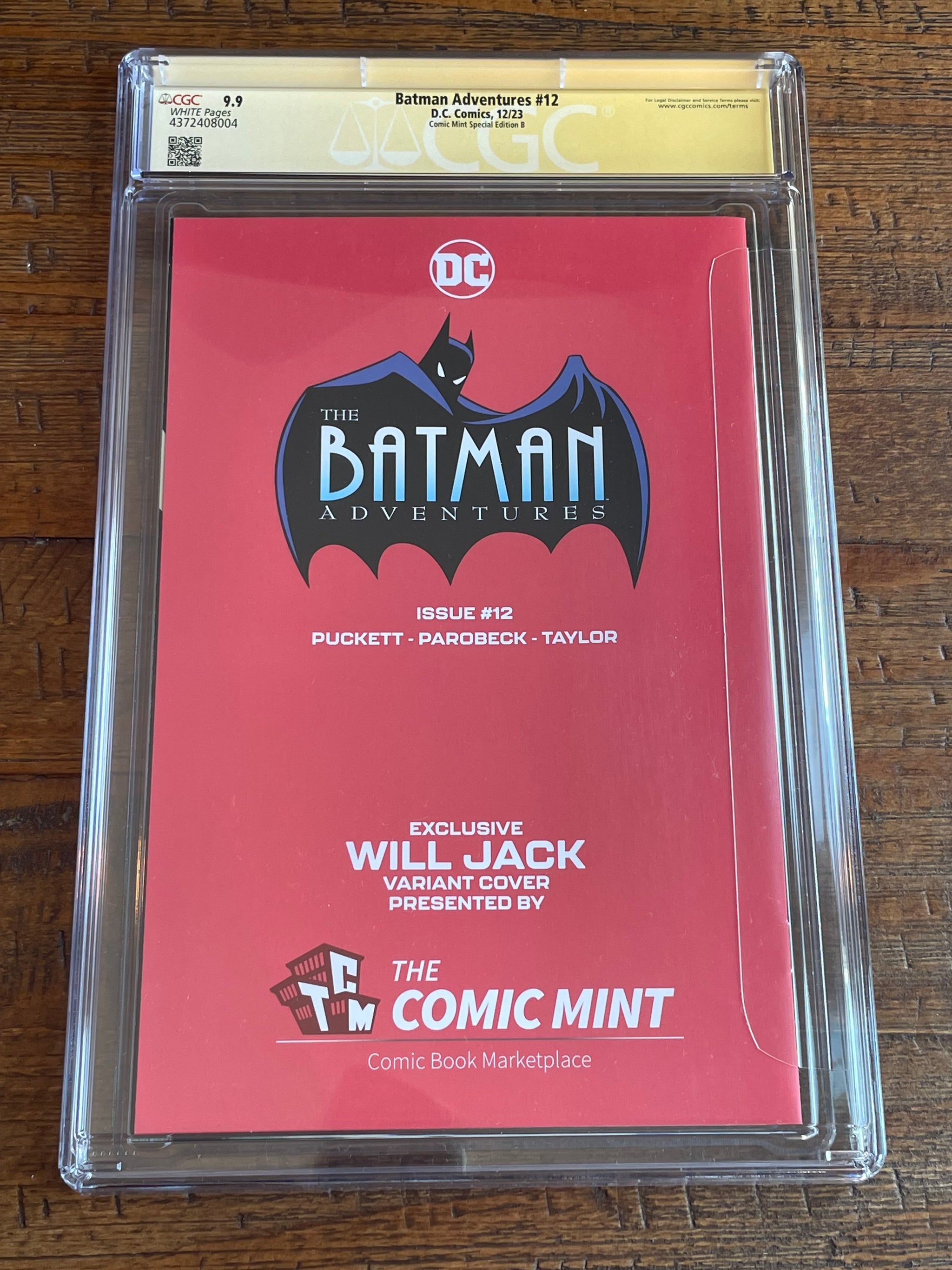 BATMAN ADVENTURES #12 CGC SS 9.9 WILL JACK SKETCH & SIGNED REPRINT