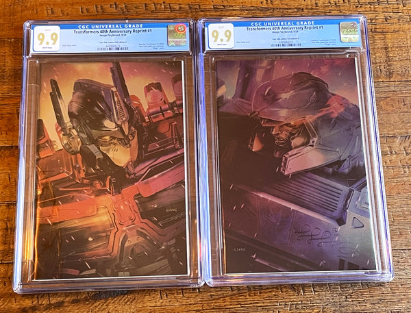 TRANSFORMERS 40th ANNIVERSARY #1 CGC 9.9 NYCC 2024 JOHN GIANG OPTIMUS PRIME & MEGATRON "FOIL" VARIANT OPTIONS NOT 9.8