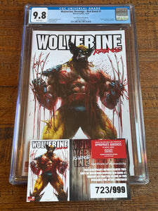 WOLVERINE REVENGE #1 CGC 9.8 IVAN TAO "RED BAND" EXCL MATURE VARIANT LTD TO 999