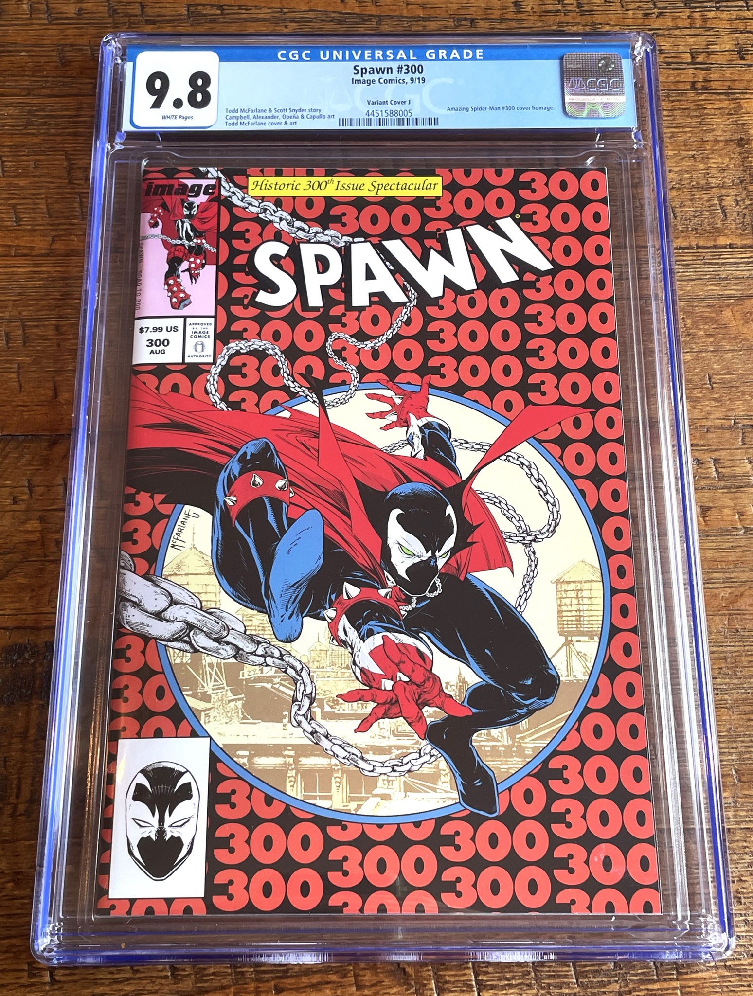 SPAWN #300 CGC 9.8 TODD McFARLANE AMAZING SPIDER-MAN #300 HOMAGE