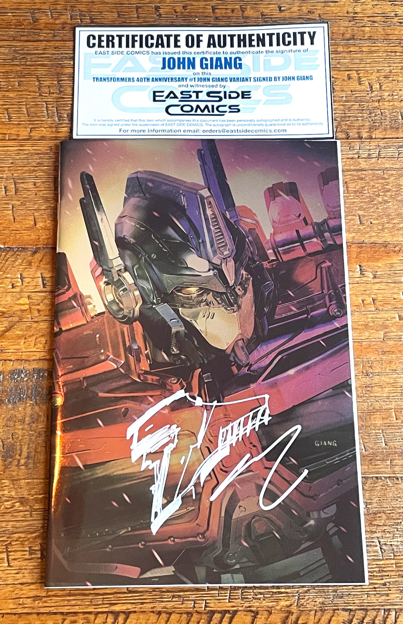 TRANSFORMERS 40th ANNIVERSARY #1 JOHN GIANG REMARK SIGNED COA NYCC EXCL OPTIMUS & MEGTRON "FOIL" VARIANT OPTIONS