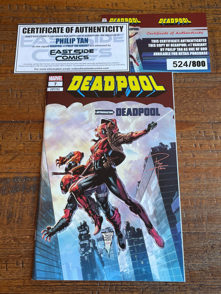 DEADPOOL #7 PHILIP TAN SIGNED EXCL AF #15 HOMAGE VARIANT LTD TO 800 W/ COA