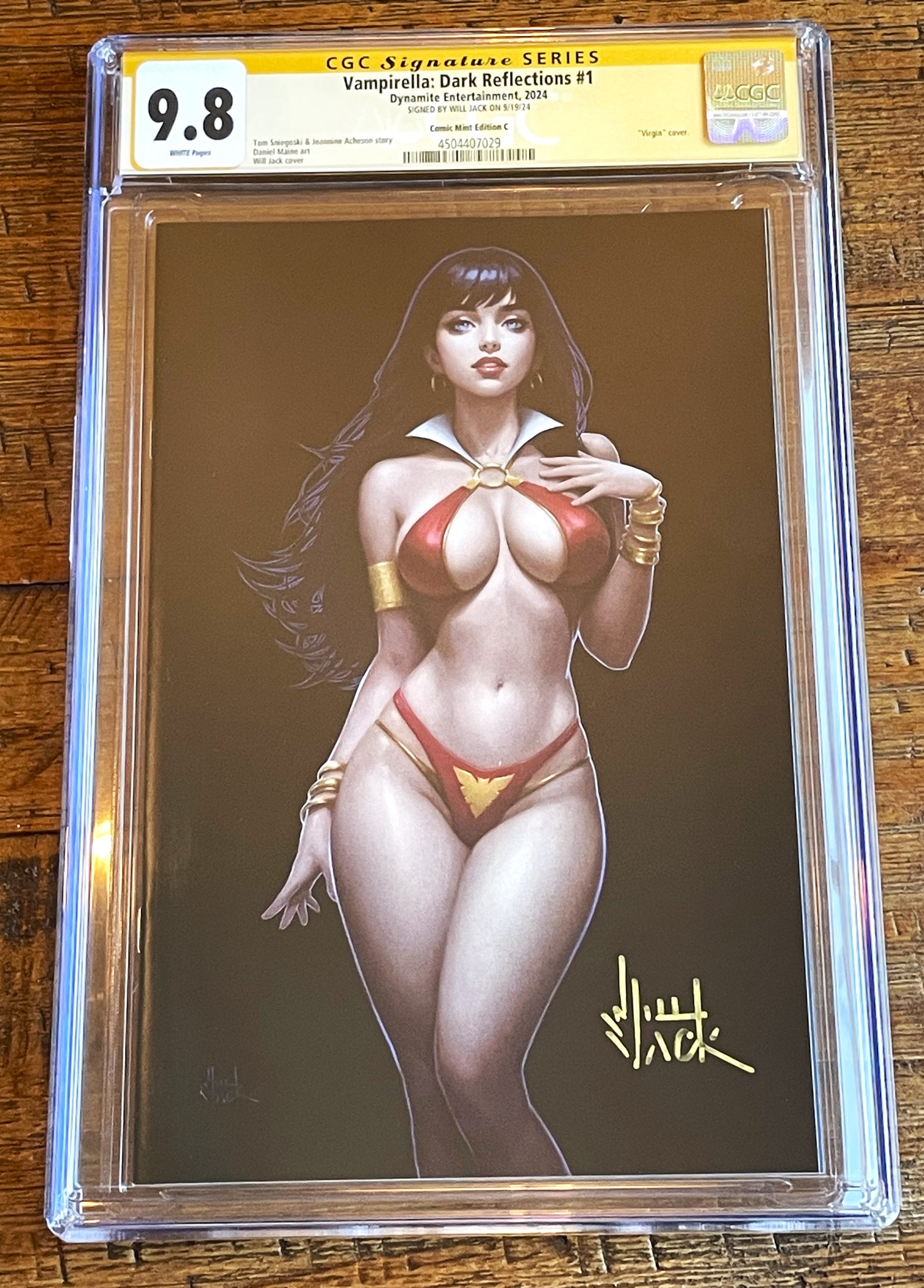 VAMPIRELLA DARK REFLECTIONS #1 CGC SS 9.8 EXCL WILL JACK SIGNED BLACK VIRGIN VARIANT-C