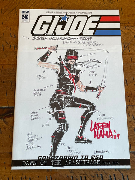 G.I. JOE A REAL AMERICAN HERO #246 LARRY HAMA SIGNED COA 1:10 RI RETAILER INC VARIANT