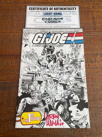 G.I. JOE A REAL AMERICAN HERO #301 LARRY HAMA SIGNED COA B&W COVER-B VARIANT