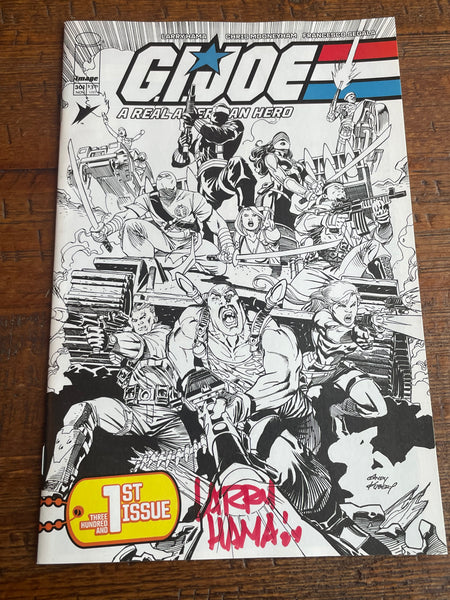 G.I. JOE A REAL AMERICAN HERO #301 LARRY HAMA SIGNED COA B&W COVER-B VARIANT