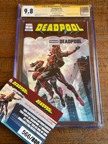 DEADPOOL #7 CGC SS 9.8 PHILIP TAN SIGNED EXCL AF #15 HOMAGE VARIANT LTD TO 800