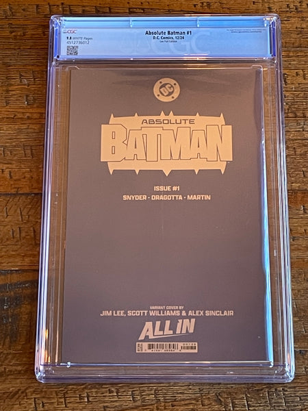 ABSOLUTE BATMAN #1 CGC 9.8 JIM LEE 1st PT FOIL VARIANT