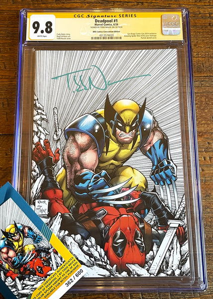 DEADPOOL #1 CGC SS 9.8 TODD NAUCK SIGNED WOLVERINE SDCC EXCL WHITE VARIANT