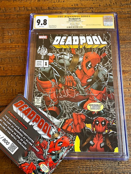 DEADPOOL #1 CGC SS 9.8 TODD NAUCK SIGNED HOMAGE COLOR & SILVER VARIANTS