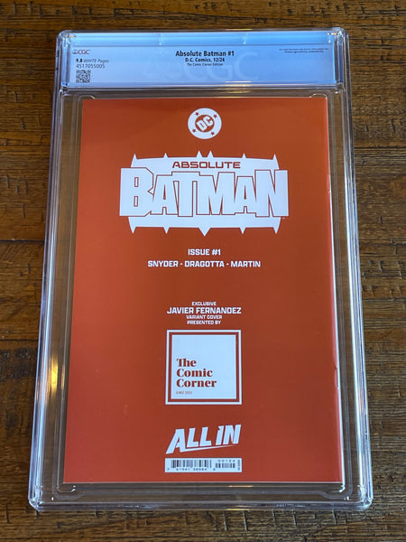 ABSOLUTE BATMAN #1 CGC 9.8 JAVIER FERNANDEZ NYCC 2024 EXCL "AKIRA" HOMAGE VARIANT