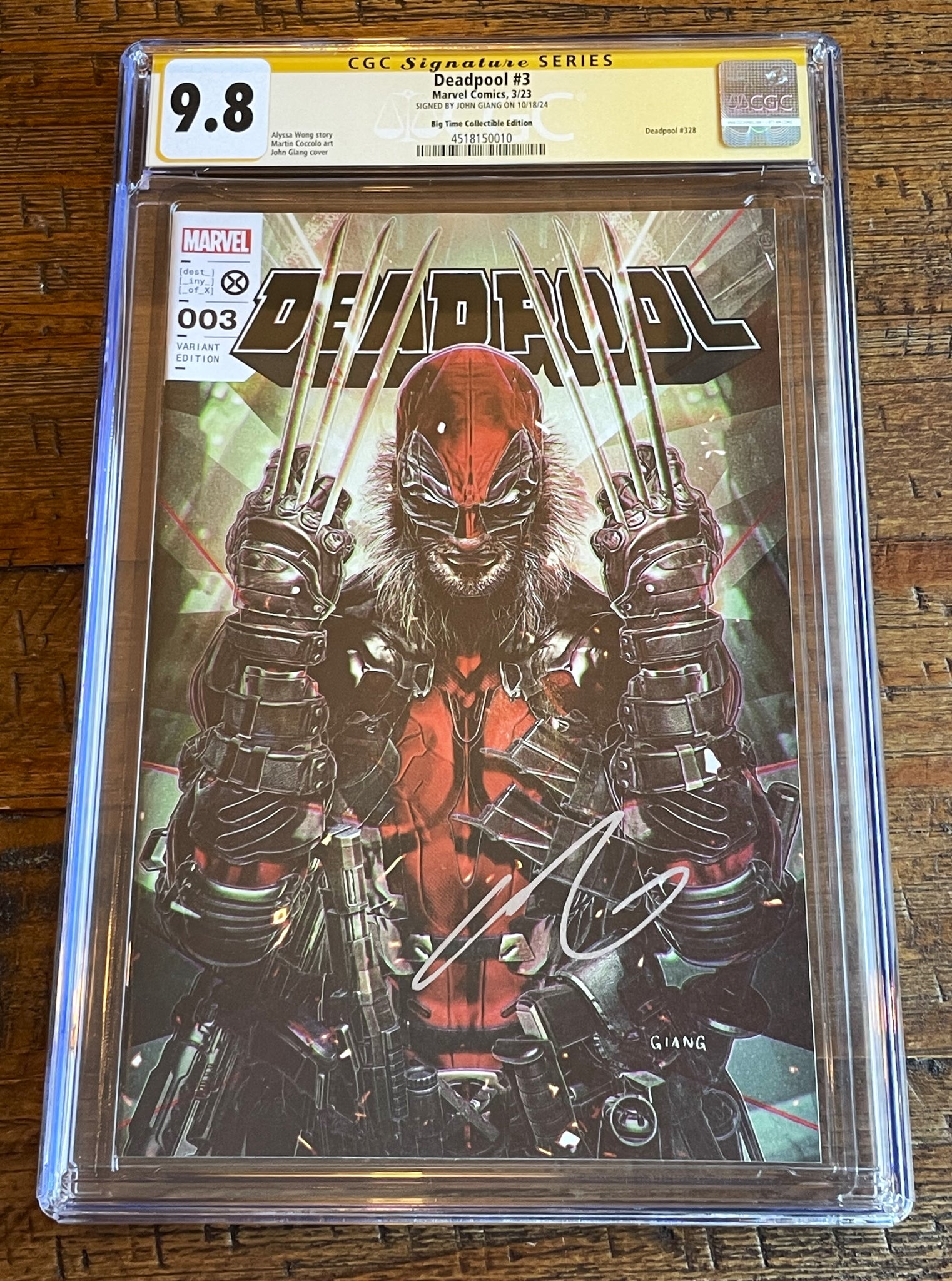 DEADPOOL #3 CGC SS 9.8 JOHN GIANG SIGNED WOLVERINE TRADE DRESS VARIANT