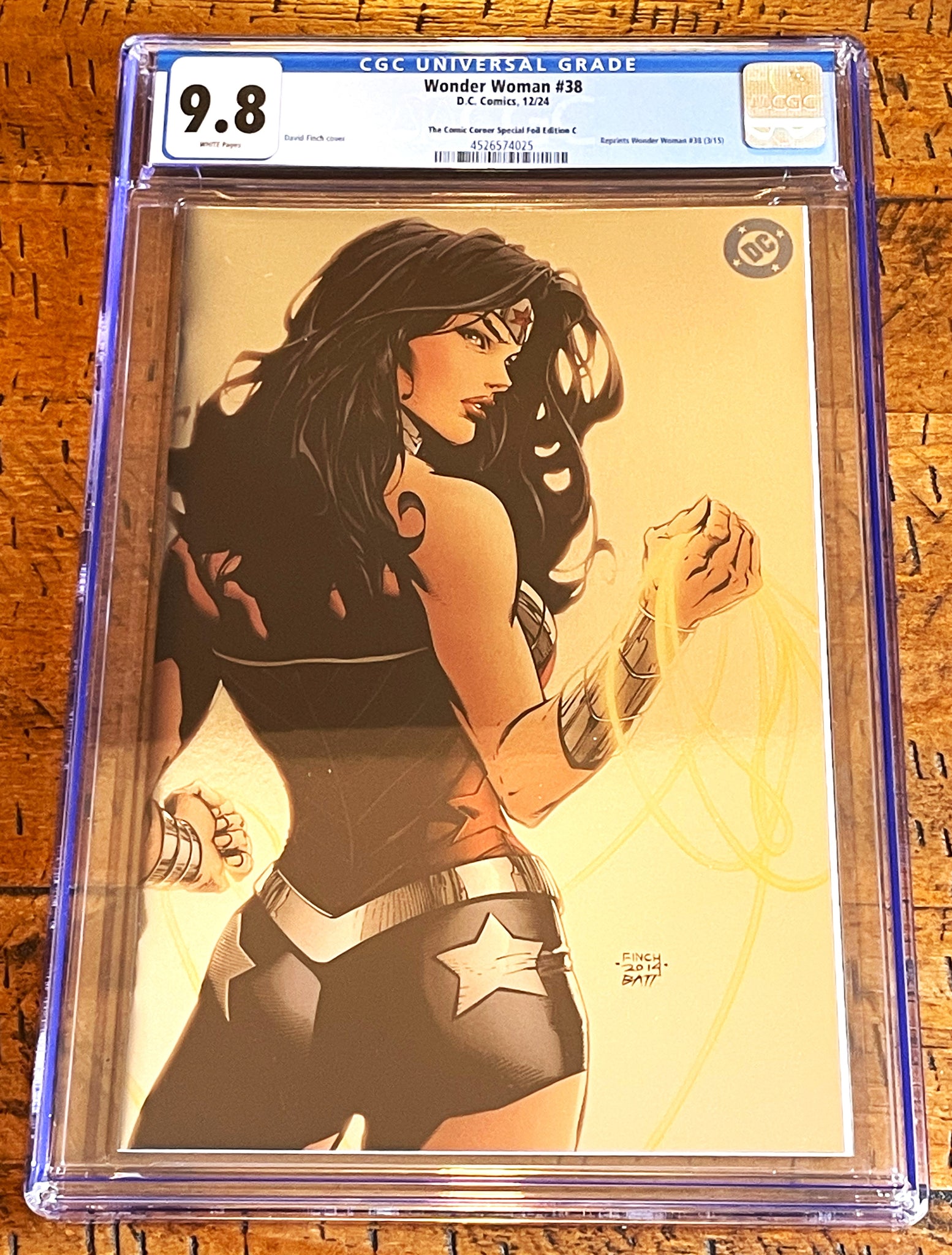 WONDER WOMAN #38 CGC 9.8 DAVID FINCH NYCC EXCL "FOIL" VIRGIN VARIANT