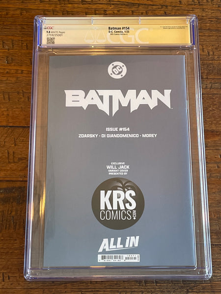 BATMAN #154 CGC SS 9.8 EXCL WILL JACK SIGNED "ZOOMED IN" VARIANT-A