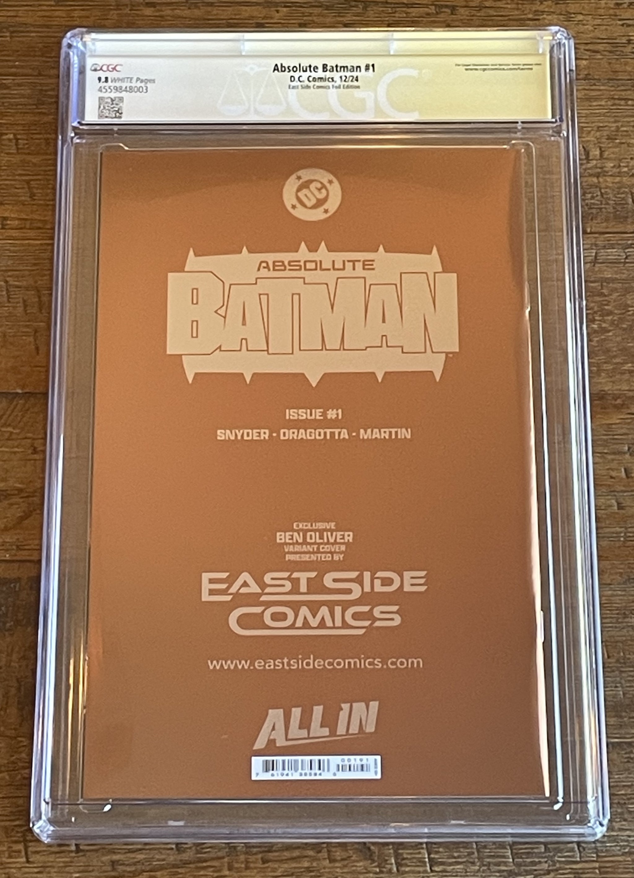ぴページ ABSOLUTE BATMAN #1 CGC SS 9.8 SCOTT SNYDER SIGNED BEN OLIVER EXCL