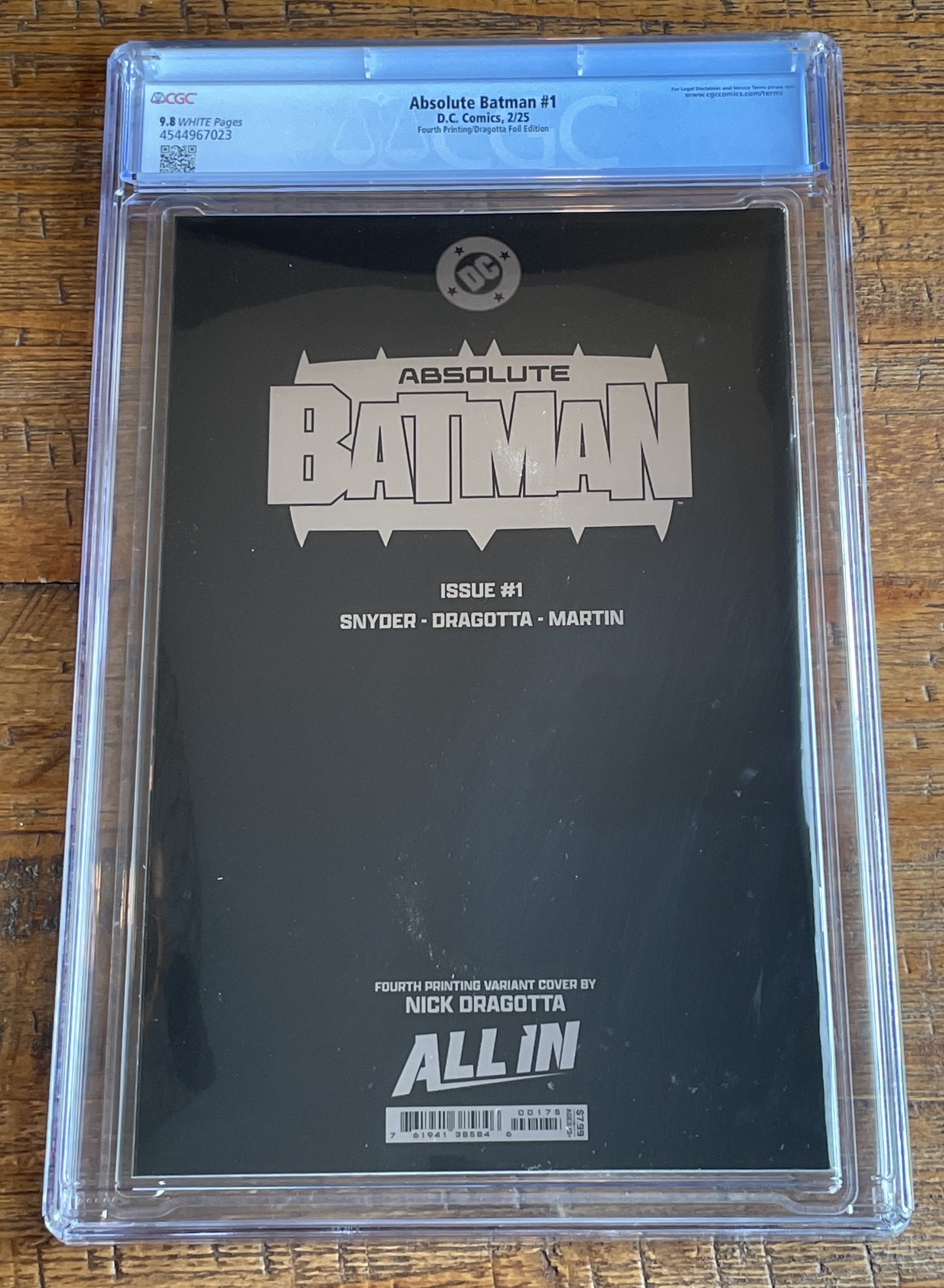 ABSOLUTE BATMAN #1 CGC 9.8 NICK DRAGOTTA 4th PRINT 