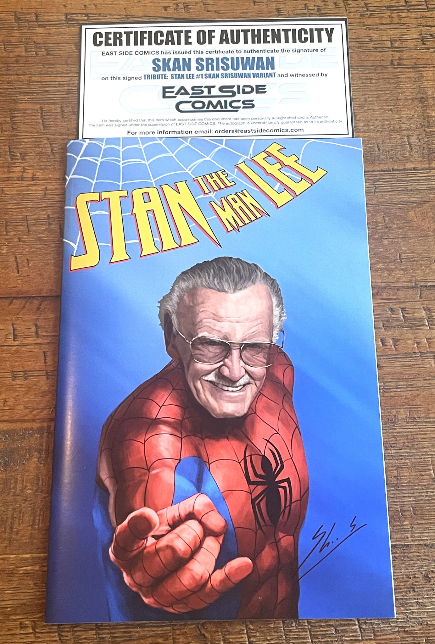 STAN LEE TRIBUTE #1 SKAN SIGNED SPIDER-MAN "THWIP" RED & BLUE VARIANT TIDALWAVE