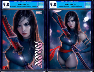 Psylocke 1 Warren Louw X-Men Catwoman Deadpool Spider-man Miles Morales Venom Virgin Variant DC Comics Marvel Comics X-Men Batman Joker East Side Comics Virgin Exclusive cgc signed ss comics