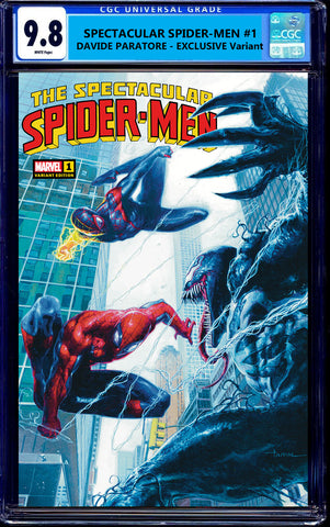 Spectacular Spider-men Spider-man 1 Davide Paratore Amazing Spider-Gwen Miles Morales Venom Virgin Variant DC Comics Marvel Comics X-Men Batman Joker East Side Comics Virgin Exclusive cgc signed ss comics