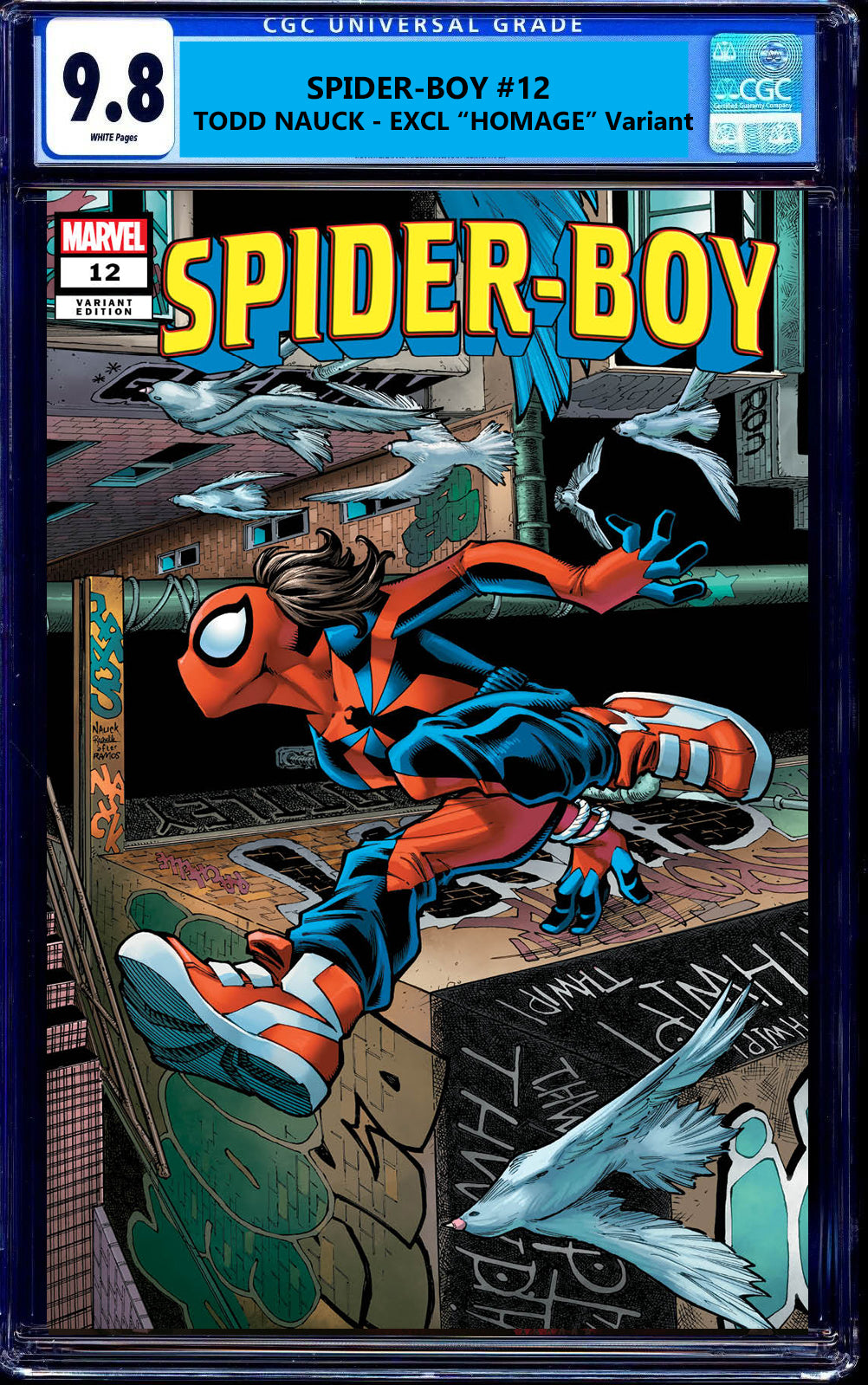 Spider-Boy #12 Todd Nauck Homage Wolverine Amazing Spider-Gwen Miles Morales Venom Virgin Variant DC Comics Marvel Comics X-Men Batman Joker East Side Comics Virgin Exclusive cgc signed ss comics