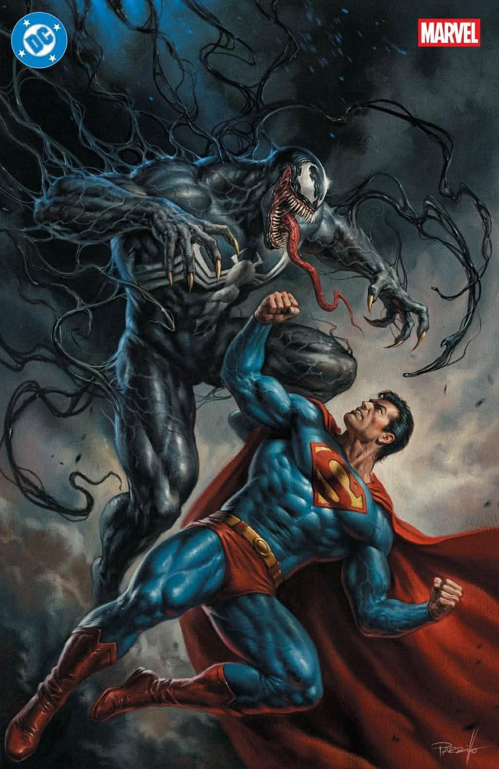Superman Spider-Man #1 Lucio Parrillo SDCC 2026 Exclusive Virgin Variant Venom DC Marvel Ltd 750 virgin cover by Lucio Parrillo