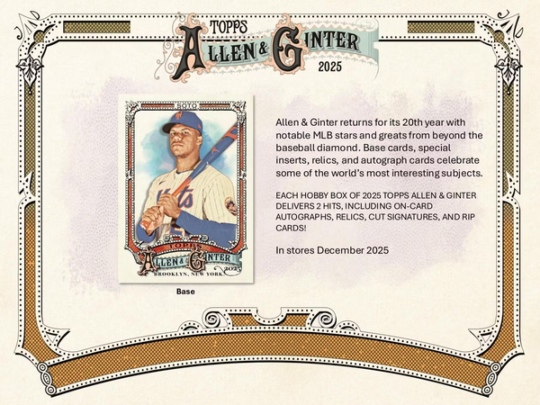 2025 TOPPS ALLEN & GINTER MLB BASEBALL HOBBY BOX (24-PACKS / 192 TRADING CARDS)