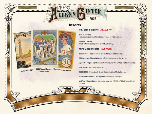 2025 TOPPS ALLEN & GINTER MLB BASEBALL HOBBY BOX (24-PACKS / 192 TRADING CARDS)