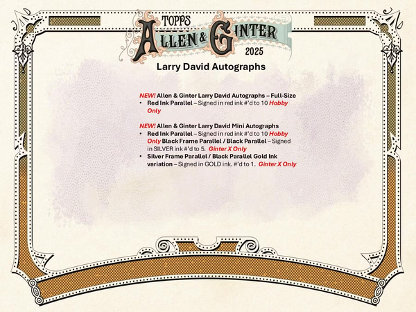 2025 TOPPS ALLEN & GINTER MLB BASEBALL HOBBY BOX (24-PACKS / 192 TRADING CARDS)