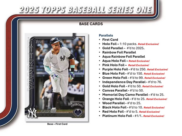 2025 TOPPS SERIES-1 BASEBALL RETAIL BOX (20-PACKS) TRADING CARDS