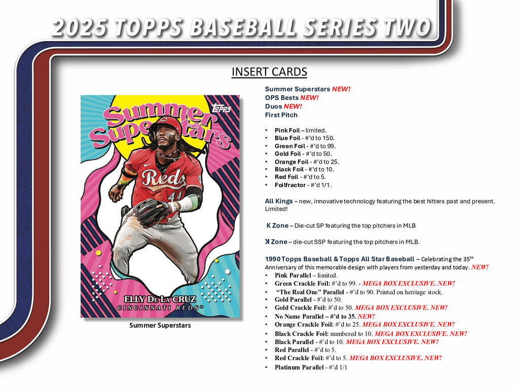2025 topps series 2 rare cards 2025 TOPPS SERIES-2 BASEBALL BLASTER BOX (7-PACKS / 84 TRADING CARDS) – East Side Comics