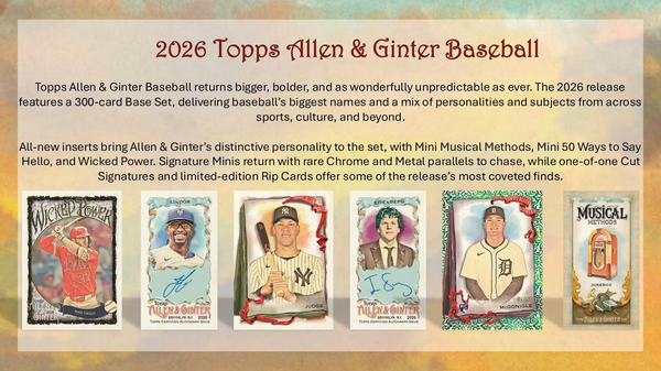 2026 TOPPS ALLEN & GINTER MLB BASEBALL HOBBY BOX (24-PACKS / 192 TRADING CARDS) AUTOS