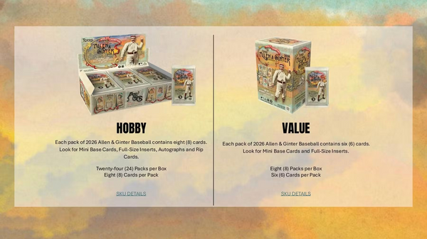 2026 TOPPS ALLEN & GINTER MLB BASEBALL HOBBY BOX (24-PACKS / 192 TRADING CARDS) AUTOS