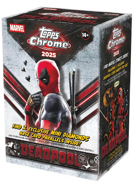2025 TOPPS MARVEL CHROME DEADPOOL WOLVERINE BLASTER VALUE BOX NEW SEALED (28-CARDS)