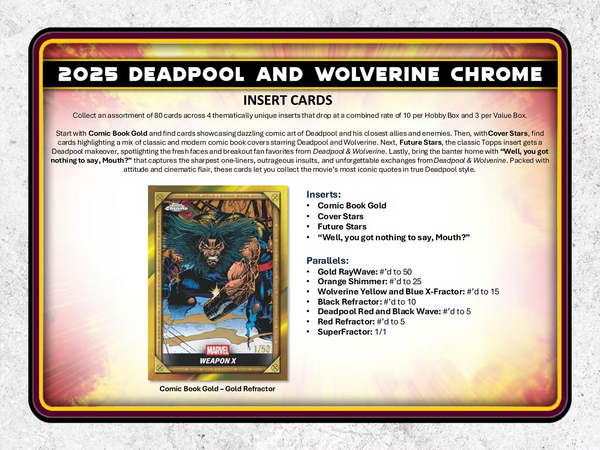 2025 TOPPS MARVEL CHROME DEADPOOL WOLVERINE HOBBY BOX NEW SEALED (80-CARDS)