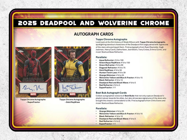 2025 TOPPS MARVEL CHROME DEADPOOL WOLVERINE HOBBY BOX NEW SEALED (80-CARDS)